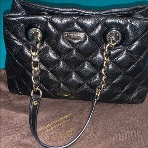 GORGEOUS Black leather glitter bag w Gold detail